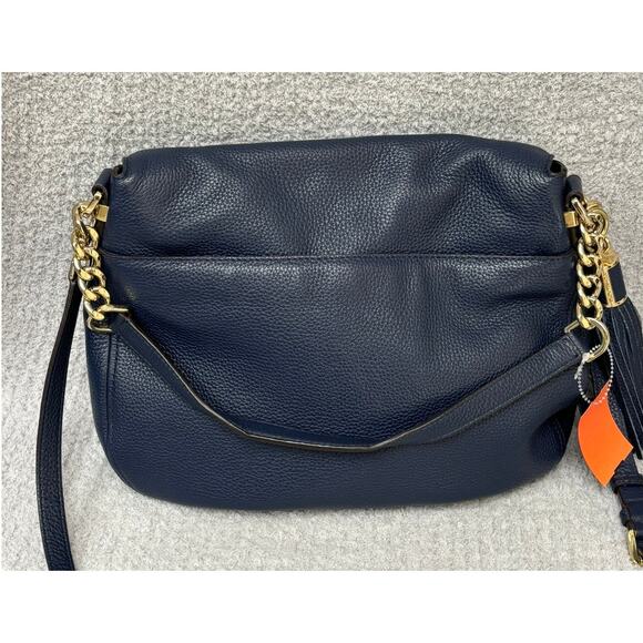 Michael Kors Navy Pebbled Leather Foldover Shoulder Bag #64440 - Picture 2 of 15